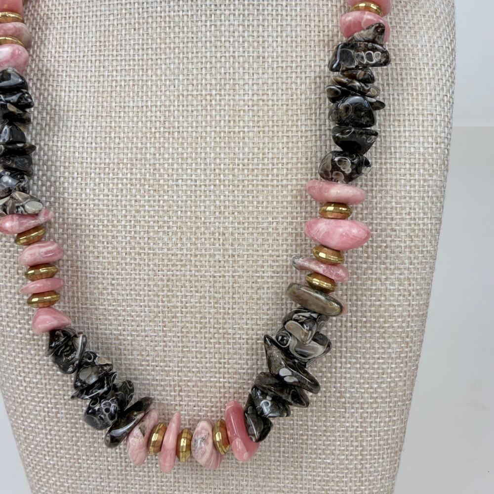 Tumbled Rhodonite Necklace - Picture 2 of 10